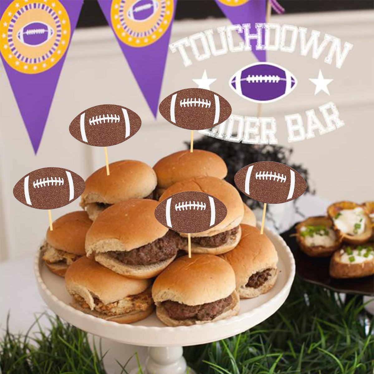 Moitkptt 24 glitter football player cupcake toppers - view 14