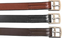 Exion Pre-Stretched Leather Stirrup Leathers for English Saddles | Premium Vegetable-Tanned Non-Stretch Stirrups for Jumping, Dressage & Schooling | 18-Hole Numbered Adjustment & SS Buckles