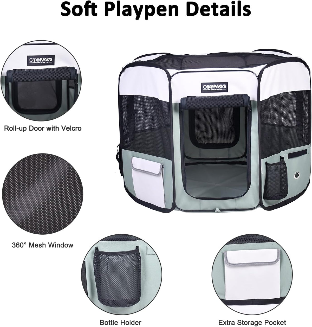 JESPET 61" Pet Dog Playpens - Shale Green / 61x61x30 Inch (Pack of 1) - image 2