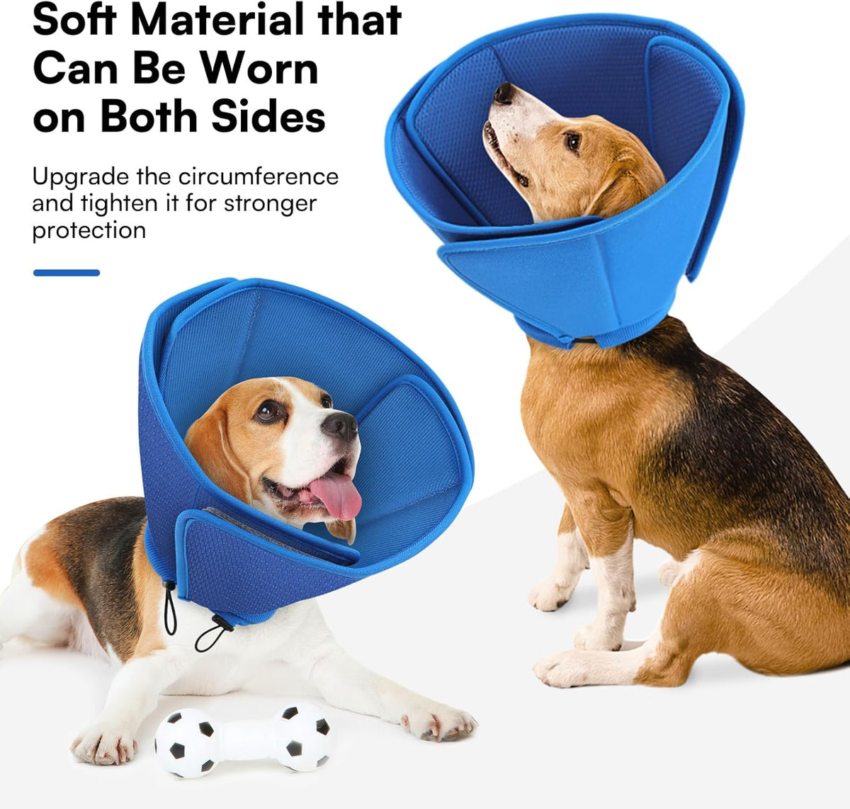 Queenmore soft 3-panel mesh dog cone for large dogs with drawstring and hook closure - view 4
