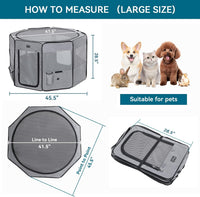 PETSFIT Portable Dog Playpen 36", Removable Waterproof Mat - Grey / Large (45.5"x45.5"x28.5", 2 Doors) - image 3