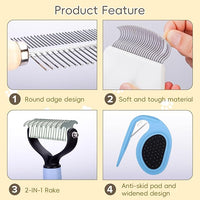 Upgraded All-in-One Pet Grooming Kit – Includes Detangling, Shedding, Dual-Sided & Massaging Tools, Ergonomic Non-Slip Handle, Safe for Cats & Dogs