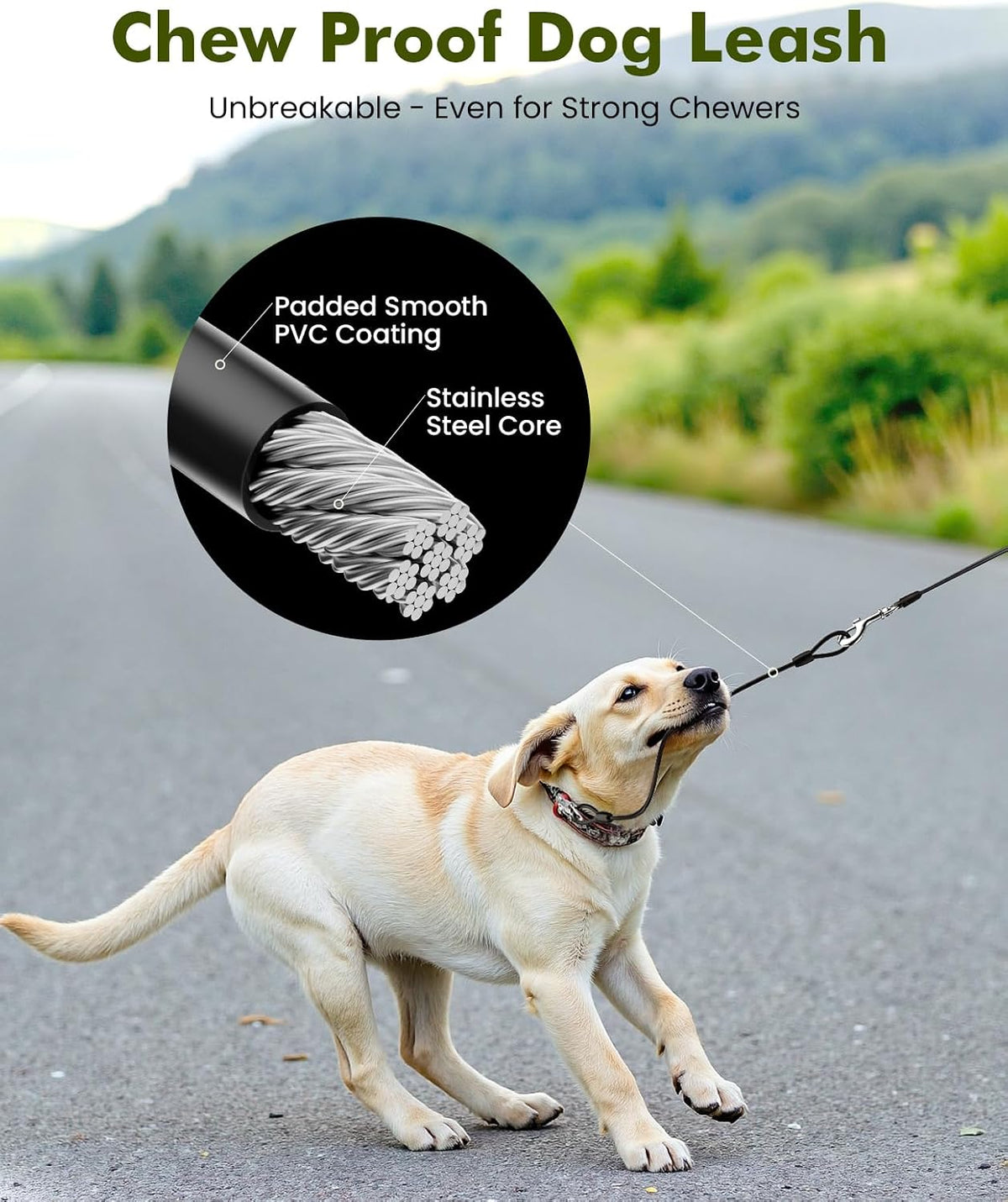 Pecute Heavy Duty Retractable Dog Leash 26ft for Large Dogs – Essentials for Dogs - Green / 16ft| up to 66 lbs| chew proof extender - image 4