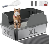 Open-Top Automatic Litter Box, Odor Control, Ready to Use - Gray