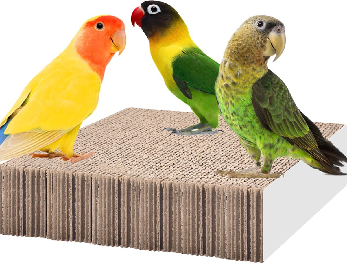 KATUMO Parrot Toys, 7.87 Inch Conure Shredder Foraging Chew Toys Bird Perch Stand Cardboard - Large