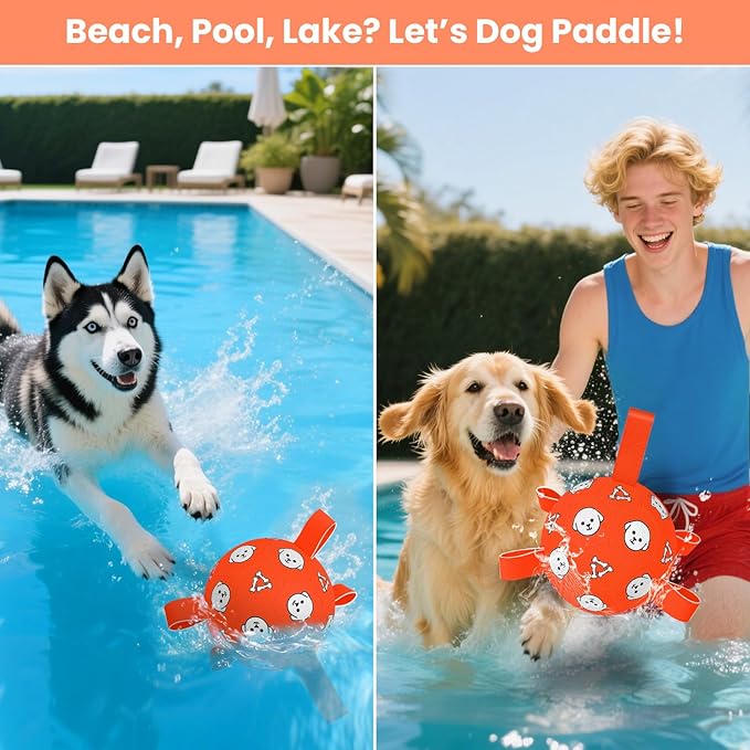 Dog Toys Soccer Ball with Straps, Durable Dog Balls, Interactive Dog Toys for Tug of War, Floating Water Puppy Toys for Indoor/Outdoor – Fun Dog Birthday Gift for Small Medium Dogs, 6 Inch