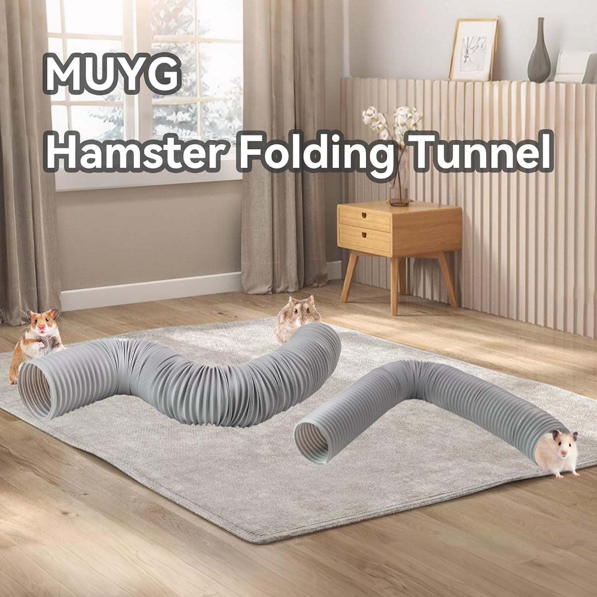 Plastic Hamster Tunnels, Small Animal Tubes - 【Grey】 / 【2 PCS】 - image 4