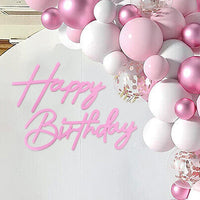 Happy Birthday Sign for Backdrop - Felt / Light Pink