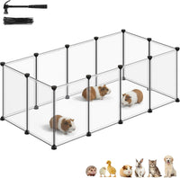 SONGMICS Pet Playpen with Floor, Small Animal Playpen – Essentials for Small Pets - White / 12 Panels - 47.2"L x 23.6"W x 15.7"H