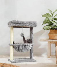 SYANDLVY Small Cat Tree for Indoor Cats - Light Grey / Top Perch with Basket - image 2