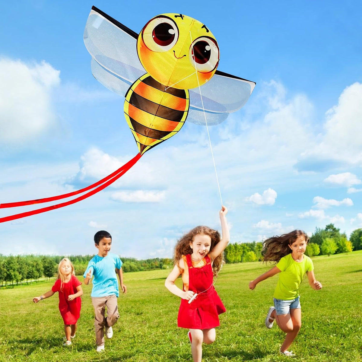 HENGDA KITE cartoon bee kite with yellow body, light wings and long tail - view 11