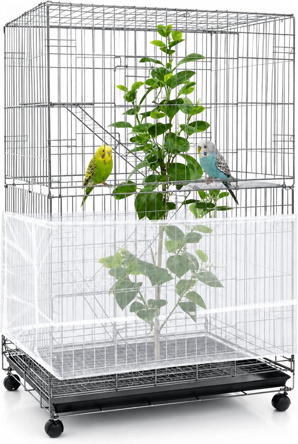 Bird Cage Net Cover Seed Catcher - White / 118 x 15 Inch/ 300 x 37 cm