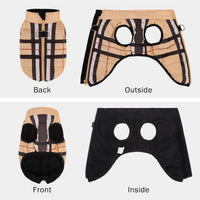 Winter Dog Vest Coat with Harness Built in – Essentials for Dogs - #2 Beige Bar Plaid-Gloss / L(Chest 19")-Regular - image 2