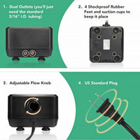hygger 5W/10W Ultra Quiet Aquarium Air Pump - 10W, Up to 600 Gallon Tank - image 3