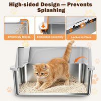 AIPERRO Stainless Steel Litter Box with Lid - Light Gray / Small - image 2