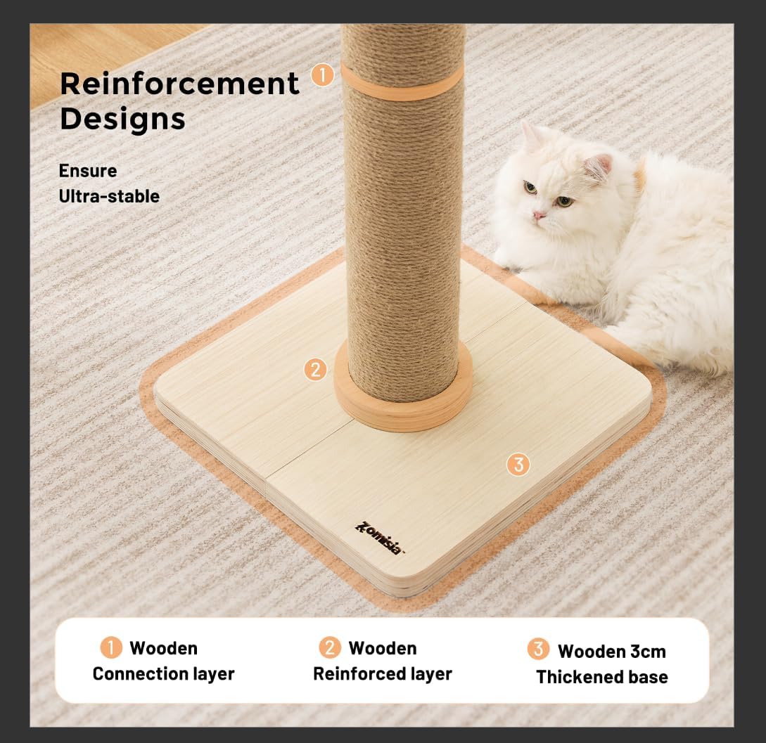 35'' Tall Cat Scratching Post for Indoor Cats Adults – Essentials for Cats - Natural - image 3