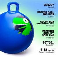 ZOOJOY Hopper Ball, Hopping Toys for Kids - Age:6-12(20''/50cm) / Blue Dinosaur - image 2