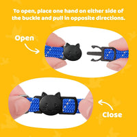 Reflective Breakaway Cat Collar with Bell, Safe Design - Blue - image 4