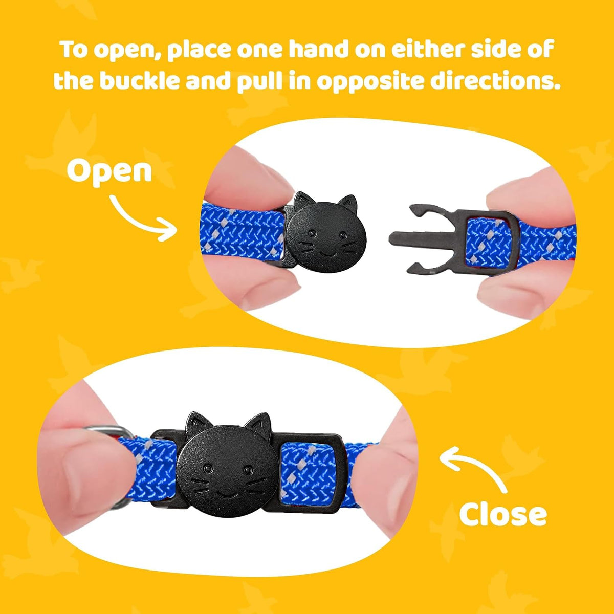 Reflective Breakaway Cat Collar with Bell, Safe Design - Blue - image 4