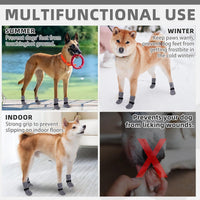 Dog Socks Shoes for Hot Pavement to Prevent Licking Paws - Leopard Grey / Small (4 Pack) - image 3