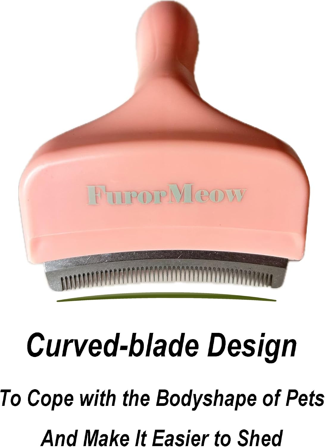 Pet Deshedding Tool with Curve Blade, Cat Grooming Brush - Small / Pink - image 2