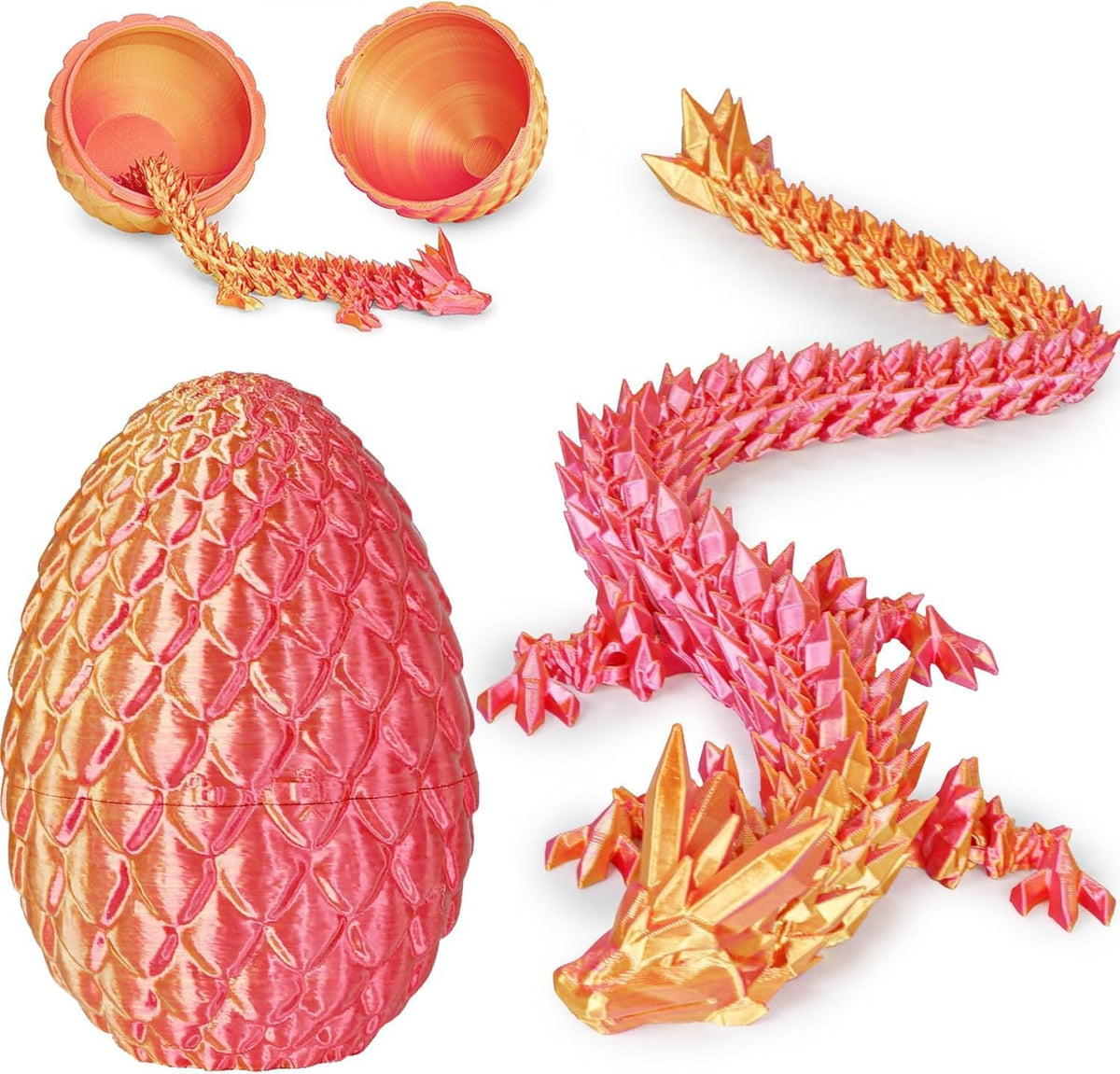 Small Dragon Eggs with Dragon Inside - Orange Red / M (H:5.8 inches)
