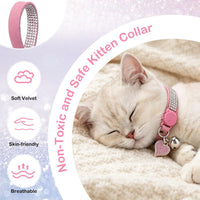 Rhinestone Cat Collar Breakaway, Bling Sparkly Diamond - Pink / 7"-9" For Cats - image 2