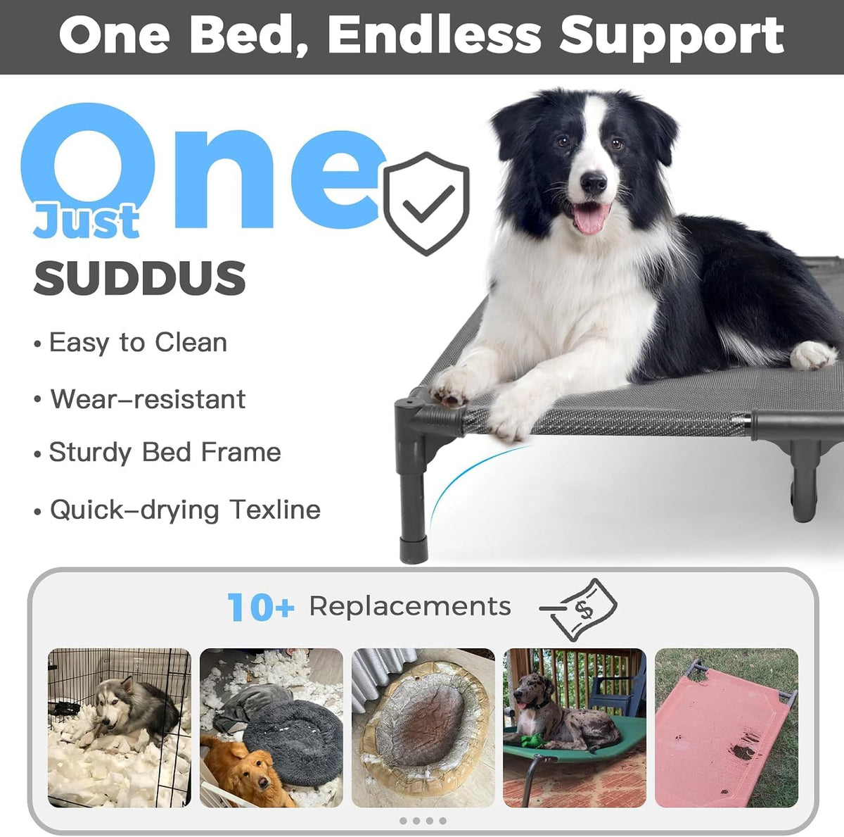 Elevated Dog Bed for Large Dogs 120lb - XL (48"L x 36"W x 9"H) / Grey - image 3