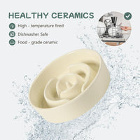 Ceramic Slow Feeder Dog Bowls - Light Yellow / 6.1inch-A+Stand - image 4
