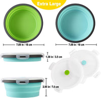 Joyinjojo Collapsible Dog Bowls with Lids - Extra Large / Blue / Green - image 2
