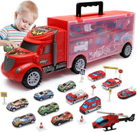 JODUDLR car carrier truck toy with 12 die-cast police and racing cars - view 2