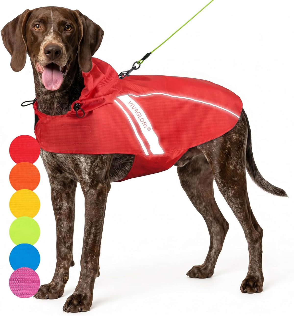 VIVAGLORY Dog Raincoat Wetoff Dog Rain Coat, XS - Red / XL (30"-34" chest girth)