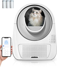 CATLINK Self Cleaning Automatic Litter Box for Cats 3.5~22lbs-APP Control,Double Odor Removal-Extra Large with 40 Liners&1 Carbon Filter Box Included -Smart Robot Cat Litter Box (New Version)