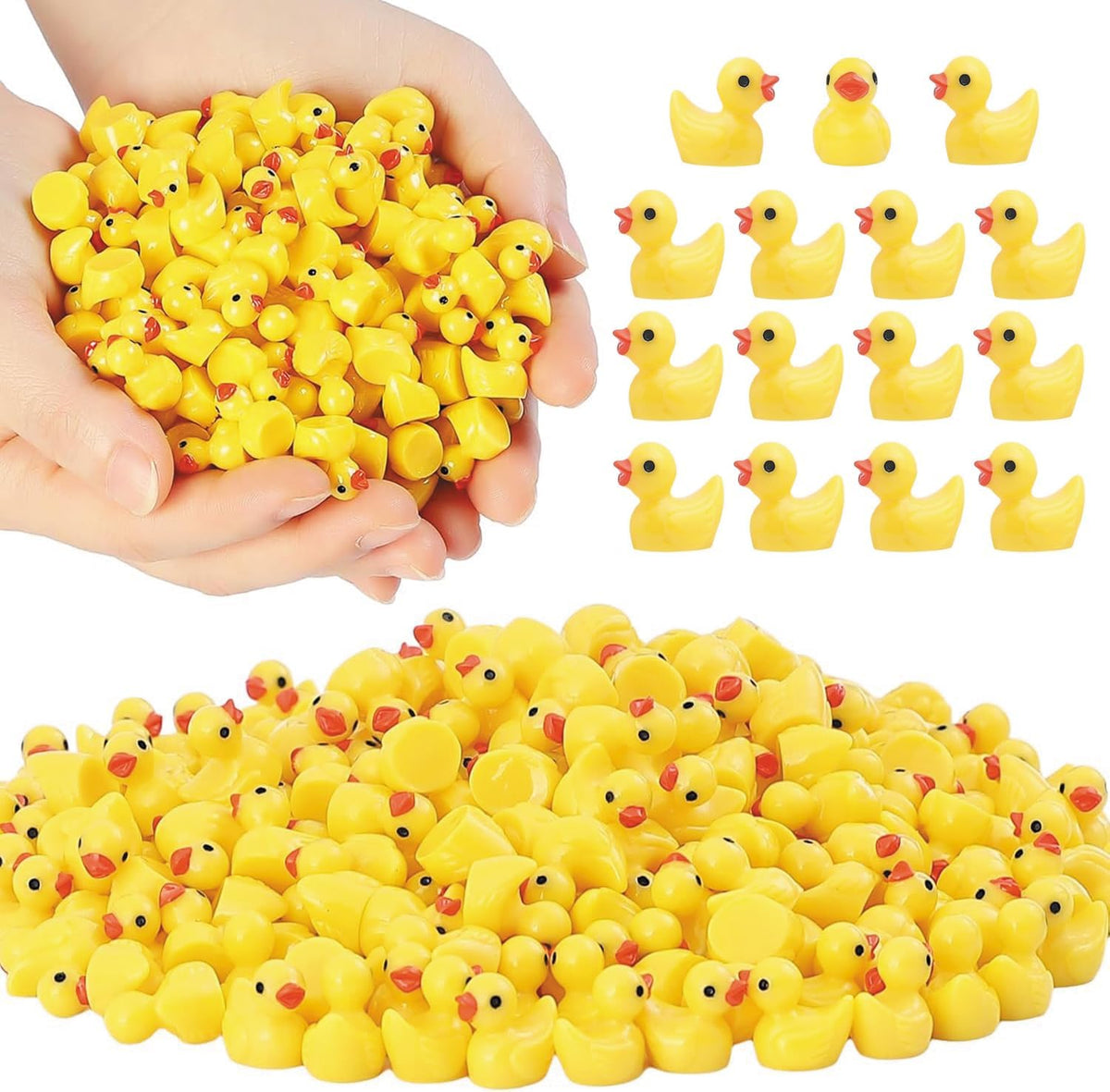 YsesoAi 100Pcs Mini Resin Ducks - Yellow