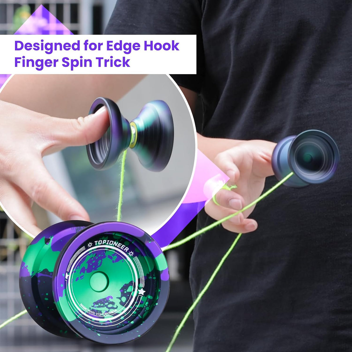 MAGICYOYO V12 Finger Spin Yoyo - Blue Green Purple - image 4