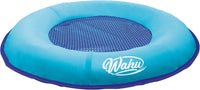 Wahu Hydro Pod round pool float in light blue and blue with drawstring carrying bag