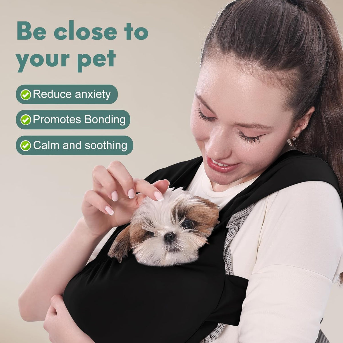 Supet Dog Sling Carrier for Small Pet - Black / Regular - image 4