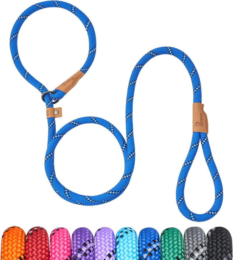 5 FT Slip Lead Dog Leash, Heavy Duty Rope Leash for Small Medium Large Dogs, No Pull Training Lead - Large(1/2") / Blue Stripe