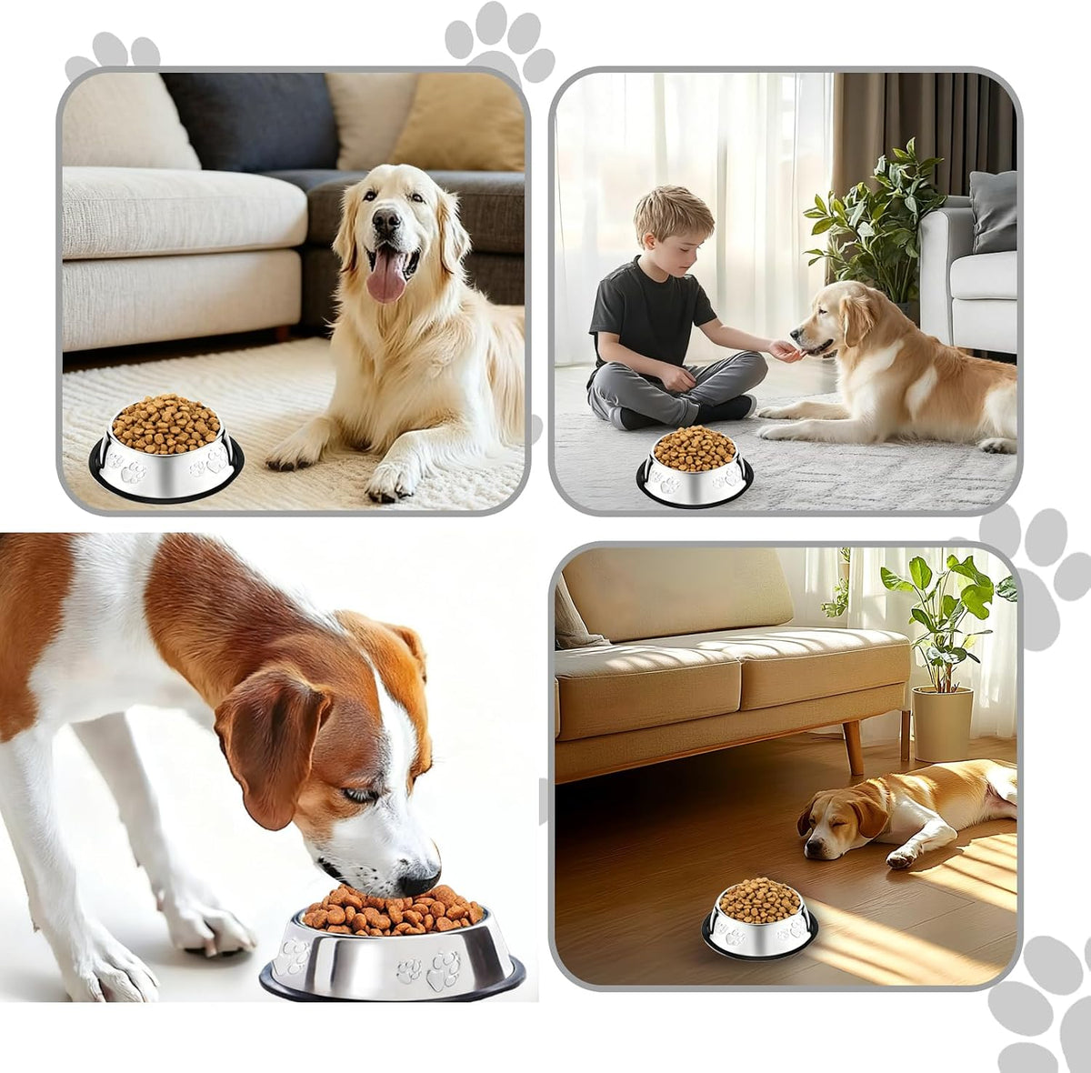 10 Pcs Stainless Steel Dog Bowl Pet Feeding Bowl with Rubber Base - 47.3 oz - image 3