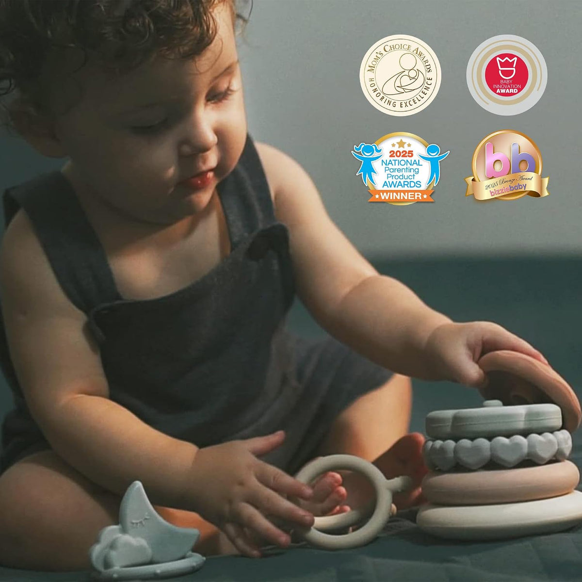 Moonkie Stacks of Circles Soft Teething Toy - multicolored - image 2