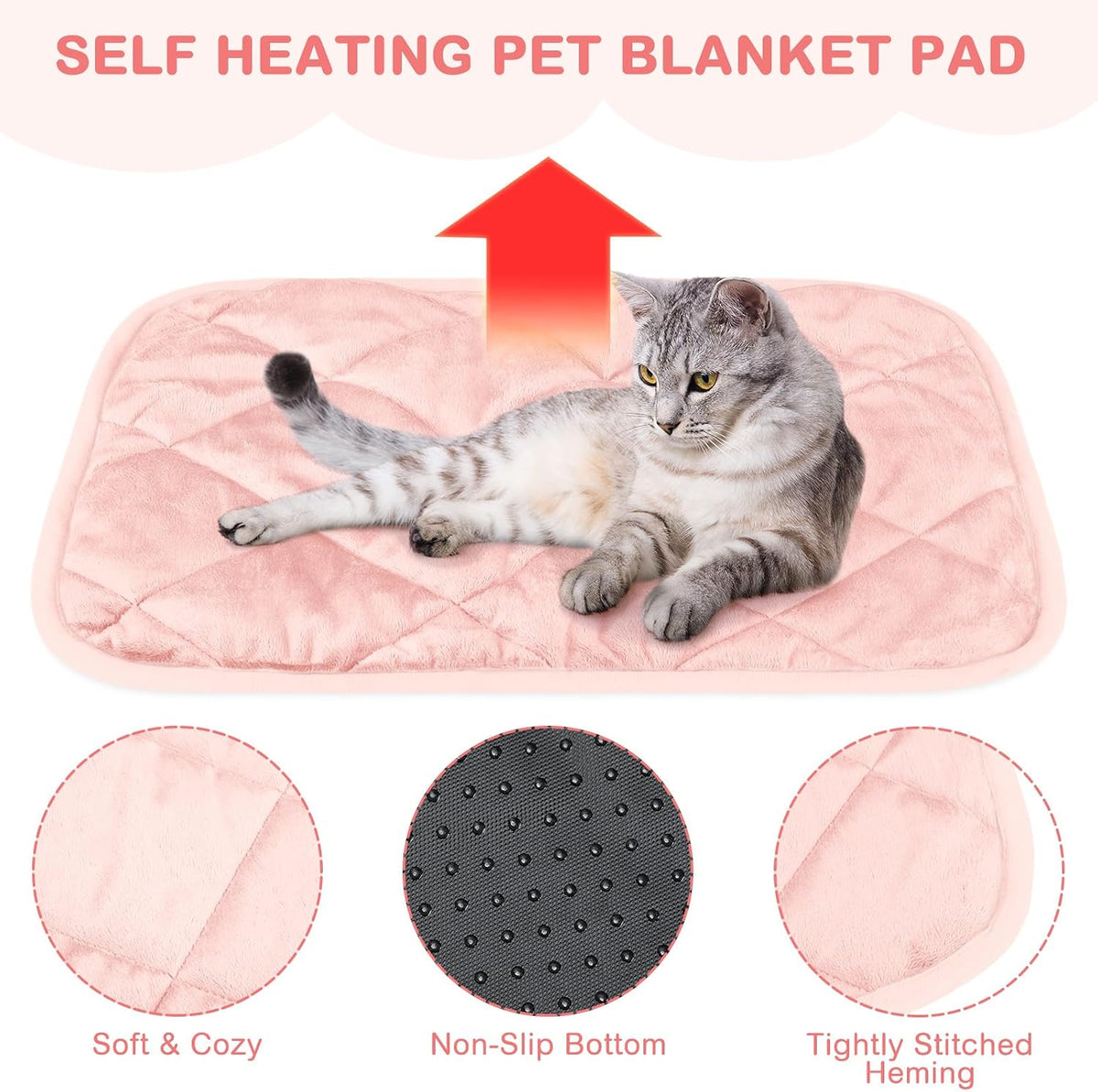 4 Pack Self Heating Cat Pad Self Warming Dog Mat - 16 x 20 Inch / Pink - image 3