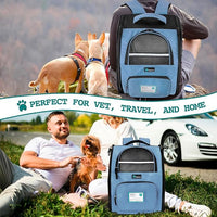 PetAmi Dog Backpack Carrier for Small Large Cat, Pet, Puppy, Ventilated Pet Hiking Backpack Travel Bag, Airline Approved Cat Backpack Carrier, Camping Biking Dog Bag Up to 18lbs Pet, Light Blue