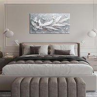 Quorin Feather Dove Bird Large Wall Art White and Gray Peaceful Birds Flying Pictures Holy Wings Wall Decor Canvas Print Painting Artwork for Bathroom Living Room Bedroom 30"x60"
