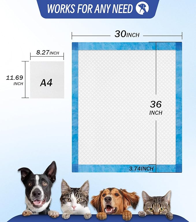 100 Counts XL Puppy Pee Pads 30x36 Inch | Super Absorbent Leak-Proof Dog Training Pads with Odor Control | Quick-Dry Potty Pads for Dogs & Cats