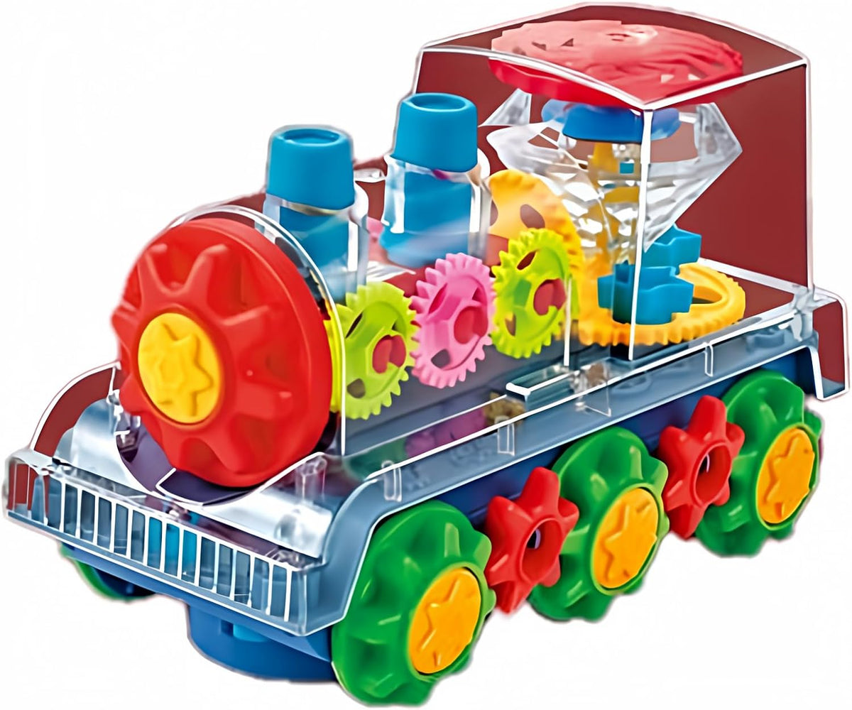 Nenekal Electric Transparent Gear Train Toy with Flashing Lights