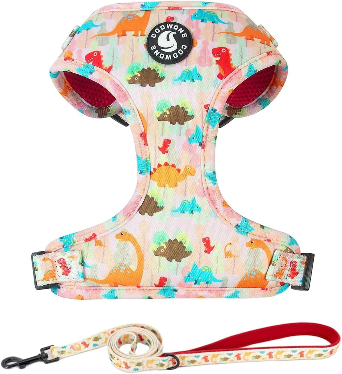 Dog Cat Harness and Leash Set - Dinosaur / XS (Neck 9"-11"; Chest 11"-13")