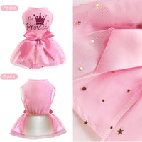 Idepet princess dog dress with bowknot in cotton and lace mesh for small dogs and cats - view 2