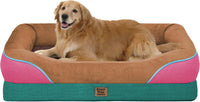 Waterproof Orthopedic Dog Bed for Large and Extra Large Dogs – Essentials for Dogs - Brown Mint / 42"L x 30"W x 7.5"Th