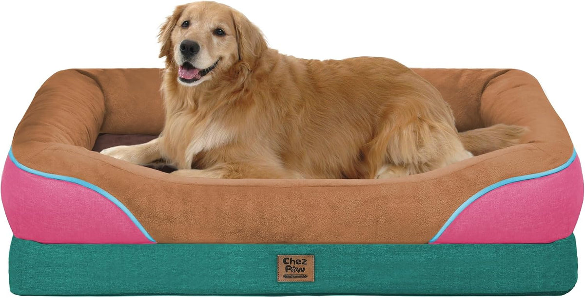 Waterproof Orthopedic Dog Bed for Large and Extra Large Dogs – Essentials for Dogs - Brown Mint / 42"L x 30"W x 7.5"Th