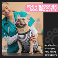 Dog Surgery Suit, Surgical Suit for Dogs, Dog Onesie for Surgery – Essentials for Dogs - Xxl(back:24.8-29.5in,wt:75+lbs) / Grey Stripes - image 2